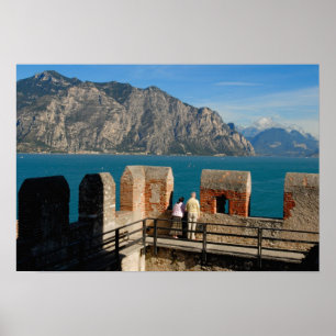 Póster Italia, Malcesine, vista desde la torre del castil
