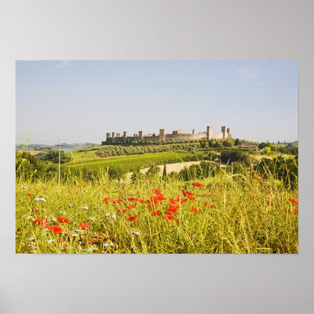 Póster Italia, Monteriggioni, vista de campo de (Frente)