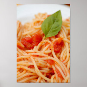 Póster Italia, Orta, Lago Orta, espagueti con tomate