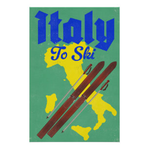 Póster Italia Para Esquiar