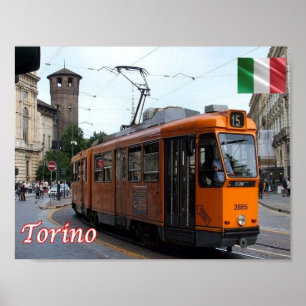 Póster Italia - Piamonte - Torino - Tram -