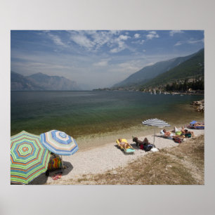 Póster Italia, provincia de Verona, Brenzone. Lago de Gar