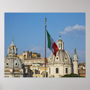 Póster Italia, Roma. Bandera de Italia