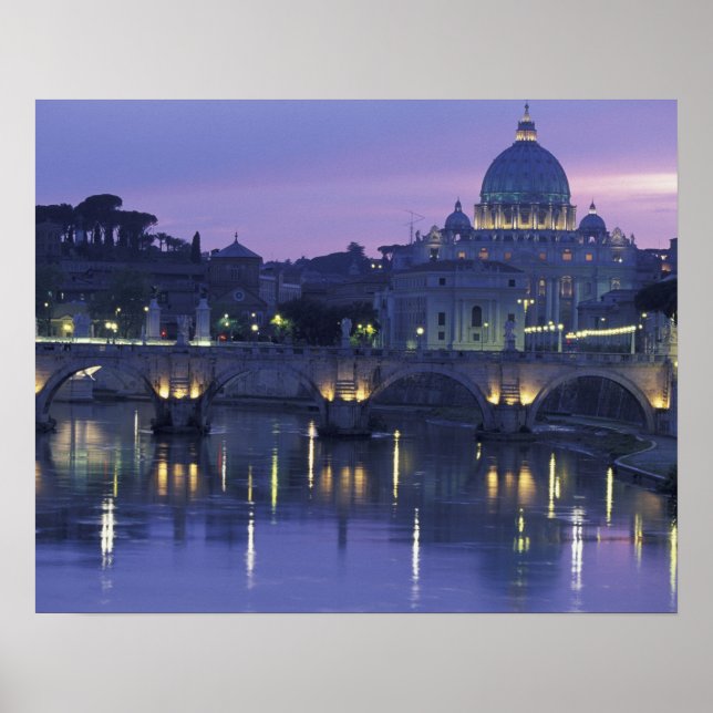 Póster Italia, Roma San Pedro y Ponte Sant Angelo, (Frente)