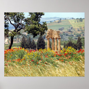 Póster Italia, Sicilia, Agrigento. Las ruinas de la