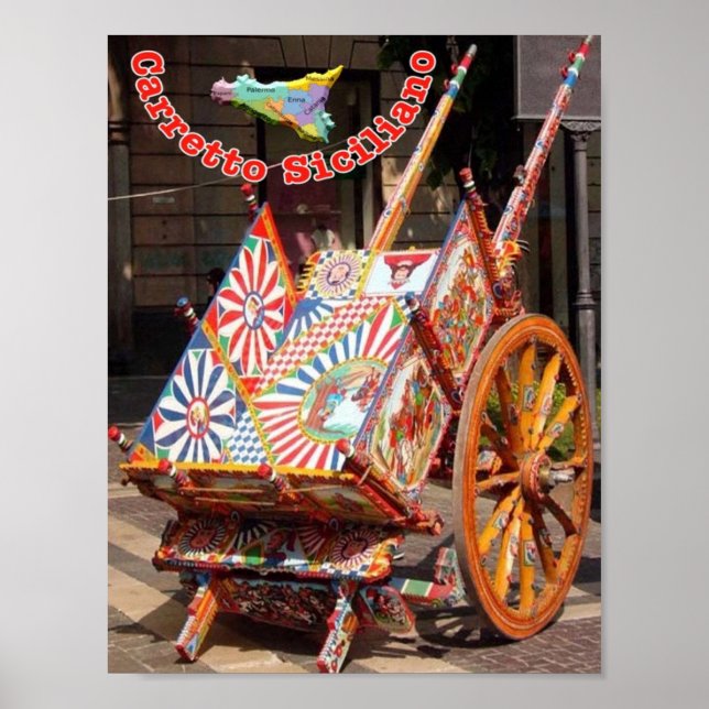 Póster Italia - Sicilia - Carro siciliano - (Frente)