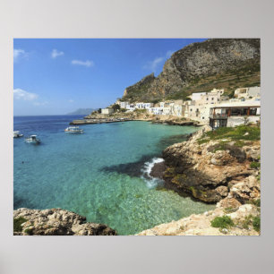 Póster Italia, Sicilia, Islas Egadi, Levanzo,