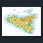 Póster Italia - Sicilia - Mapa de Sicilia -<br><div class="desc">Aquí encontrarás el recuerdo de tus vacaciones. Esta categoría contiene recuerdos de muchos lugares en: Europa - Italia - Sicilia - Mapa Sicilia. ¡Sorprende a amigos y parientes con los recuerdos únicos de tu gran viaje! ¡Pruébelos!</div>