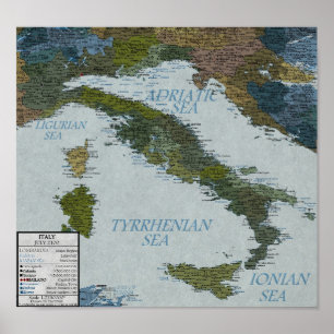 Póster Italia - subida del nivel del mar de 100 m