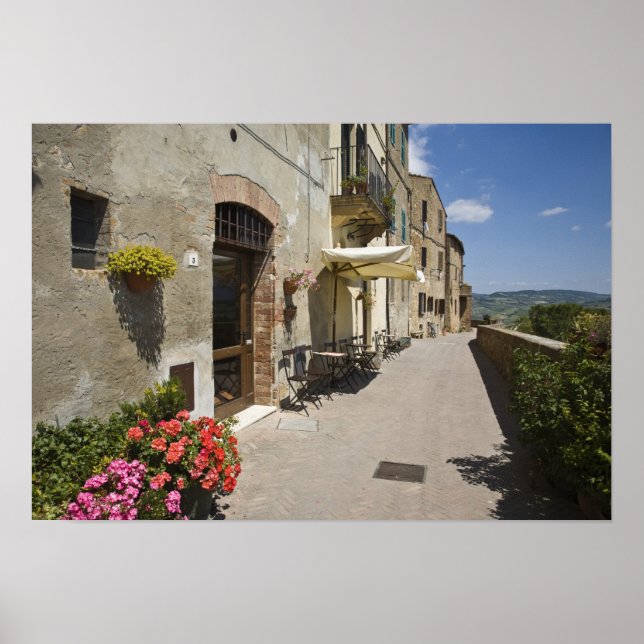 Póster Italia, Toscana, Pienza. Camino exterior alrededor (Frente)