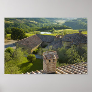 Póster Italia, Toscana. Vistas a la azotea de la villa