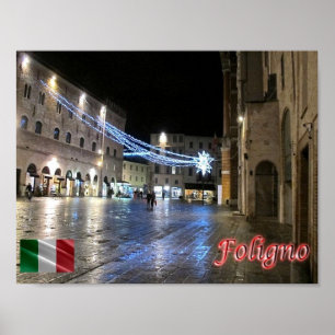 Póster Italia - Umbría - Foligno - Plaza República -