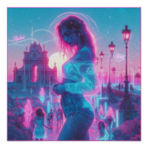 Póster Italia   Vaporwave Retrowave Urbano Etéreo Soñador