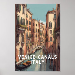 Póster Italia Venecia canalas veneciana viaje