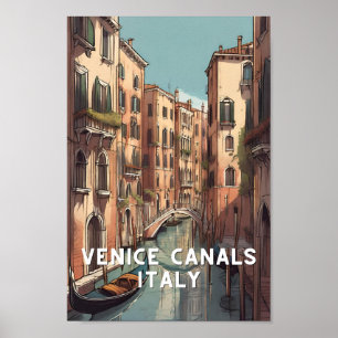 Póster Italia Venecia canalas veneciana viaje