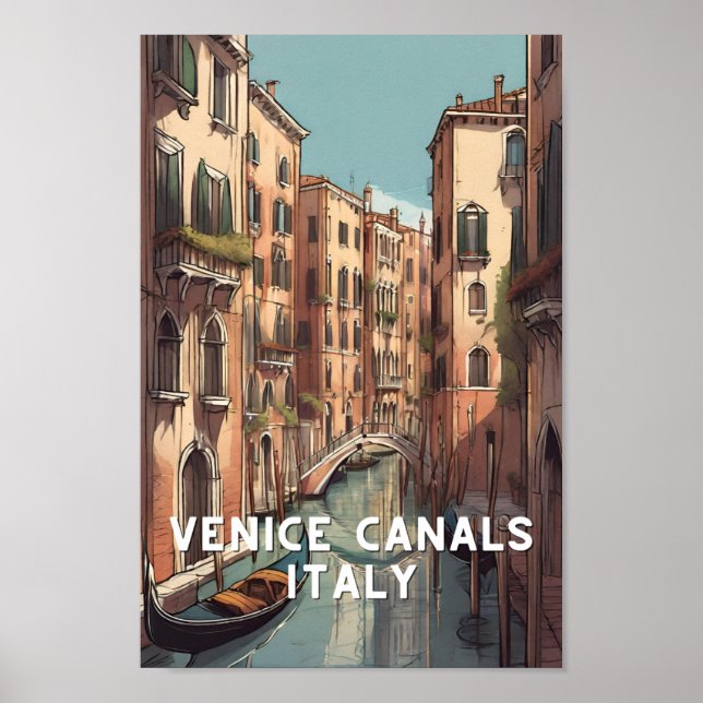 Póster Italia Venecia canalas veneciana viaje (Frente)