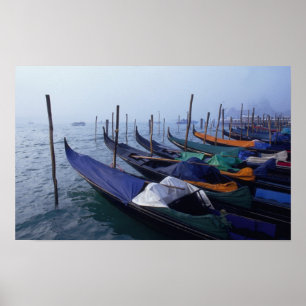 Póster Italia, Venecia. Góndolas.