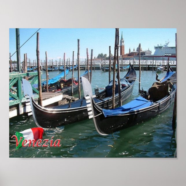 Póster Italia - Venecia - Góndolas - (Frente)
