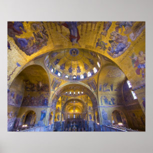 Póster Italia, Venecia. Interior de la Catedral de San Ma