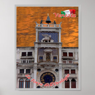 Póster Italia - Venecia - La torre del reloj -