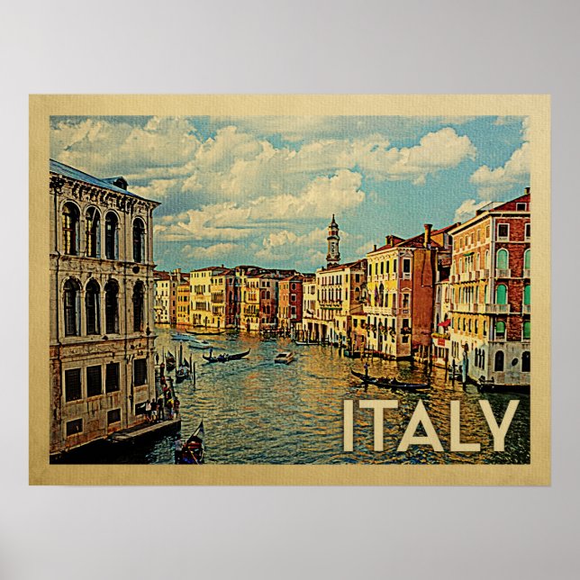 Póster Italia Venecia Viaje Vintage (Frente)