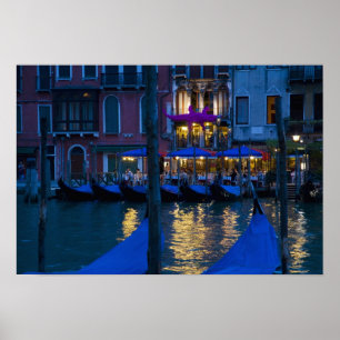 Póster Italia, Venecia, vista nocturna a lo largo del Gra