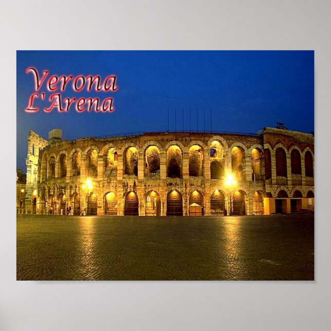 Póster Italia - Veneto - Verona - Arena de noche - (Frente)