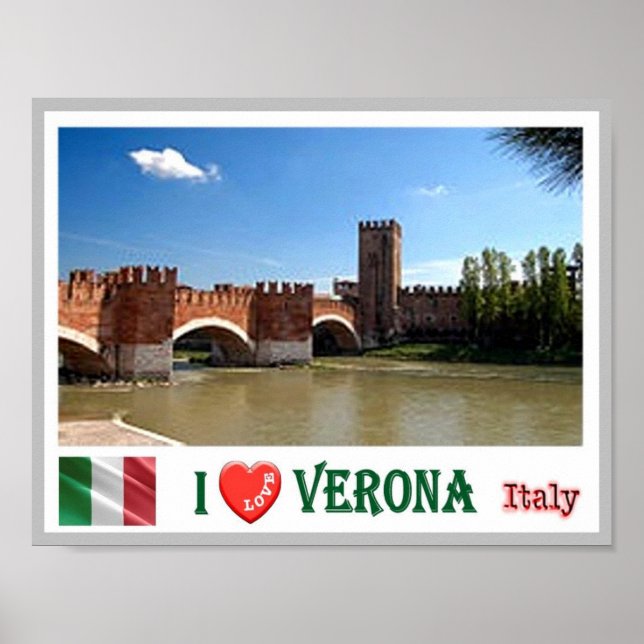 Póster Italia - Veneto - Verona - Ponte di Castel Vecchio (Frente)