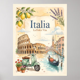 Póster Italia Viajes Vintage