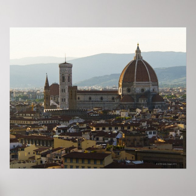 Póster Italia, vista de Florencia con Basílica de Santa (Frente)