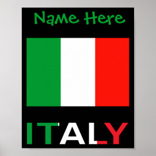 Póster Italia y bandera italiana personalización verde pa