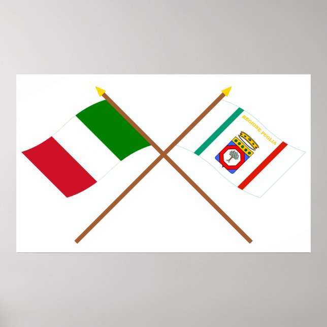 Póster Italia y Puglia cruzaron banderas (Frente)