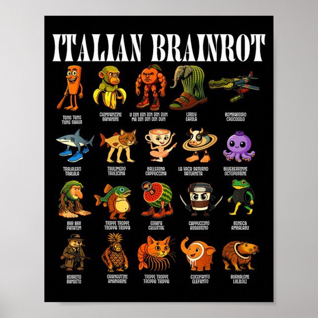 Póster Italian Brain Rot Italian Brainrot Funny Memes  (Frente)
