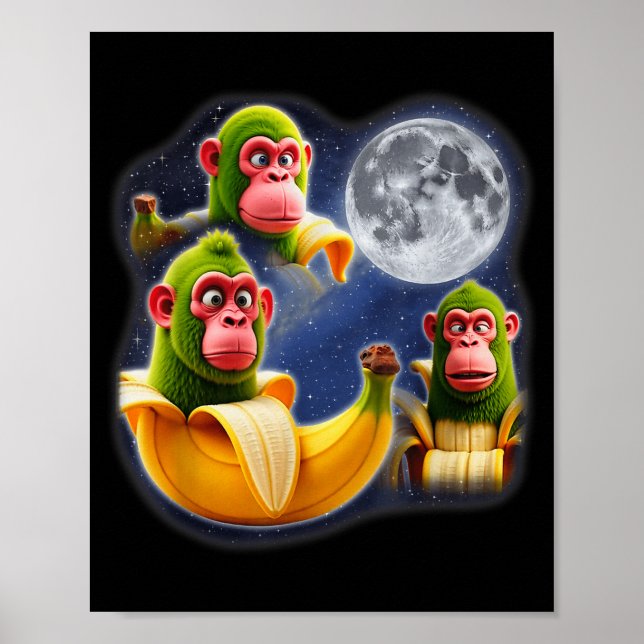 Póster Italian Brainrot Chimpanzini Bananini 3 Moon Weird (Frente)