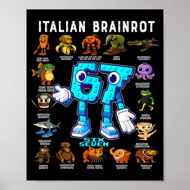 Póster Italian Brainrot Funny 67 Meme Birthday Decoration (Frente)