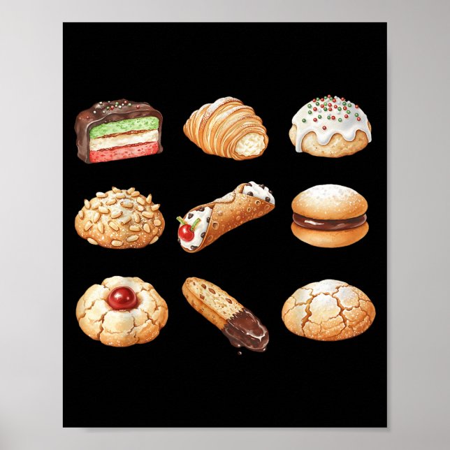 Póster Italian Christmas Cookie Xmas Holiday Men Women Ki (Frente)