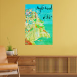 Póster Italian Coast Italy Wall Decor 11" X 14" poster<br><div class="desc">Colorful Italy poster ready for framing. Bold artwork in mixed media of spectacular "Amalfi Coast of Italy". Shows quaint pastel colorful Italian houses stacked on cliffside by Mediterranean Sea.  Aqua and other splashes of color predominate.  Adds interest,  pastel colors,  art and travel interest to any room.</div>