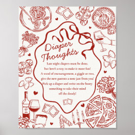 Póster Italian Pasta Baby Shower Diaper Thoughts Game