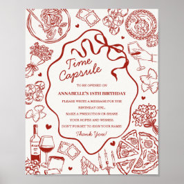 Póster Italian Pasta Baby Shower Time Capsule Game