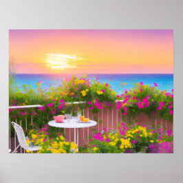 Póster Italian Seaside Patio Garden Poster
