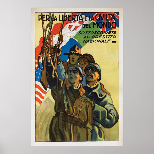 Póster Italian WWII Propaganda Poster Allied Support Art (Frente)