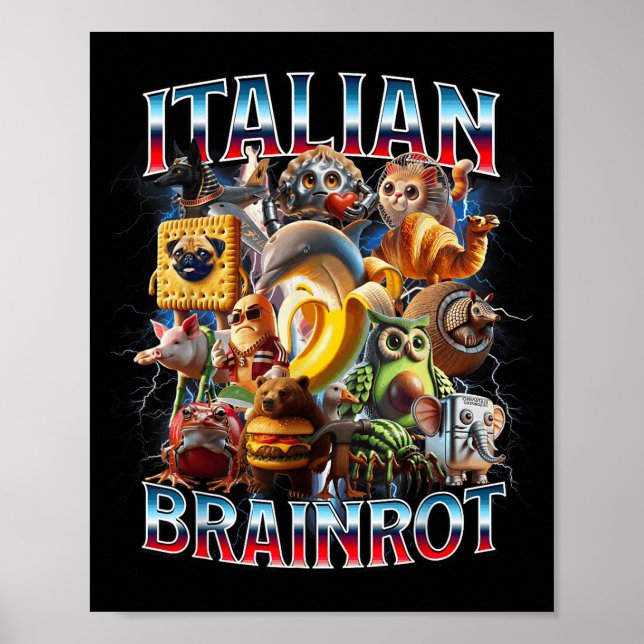 Póster Italiano Brainrot Italiano Funny Memes Boy (Frente)