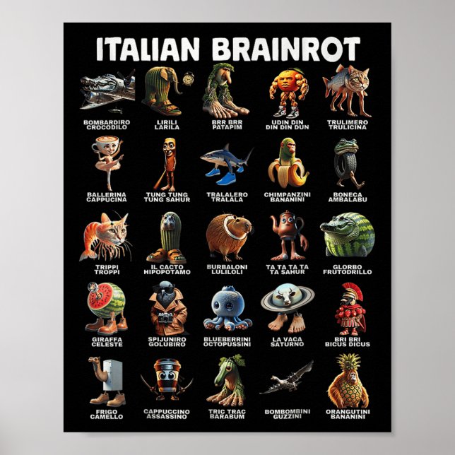 Póster Italiano Brainrot Italiano Gracioso Memes _1 (Frente)