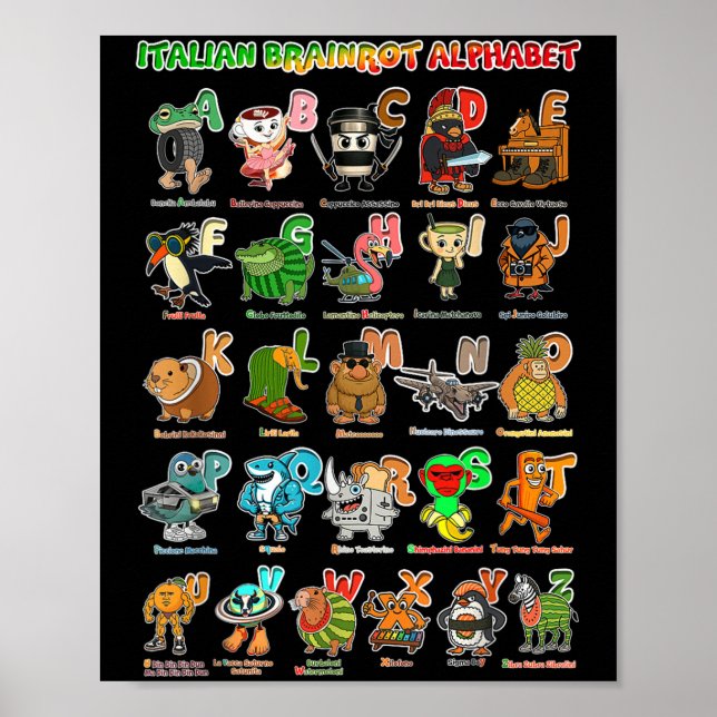 Póster Italiano Brainrot Italiano Memes Graciosos _2 (Frente)