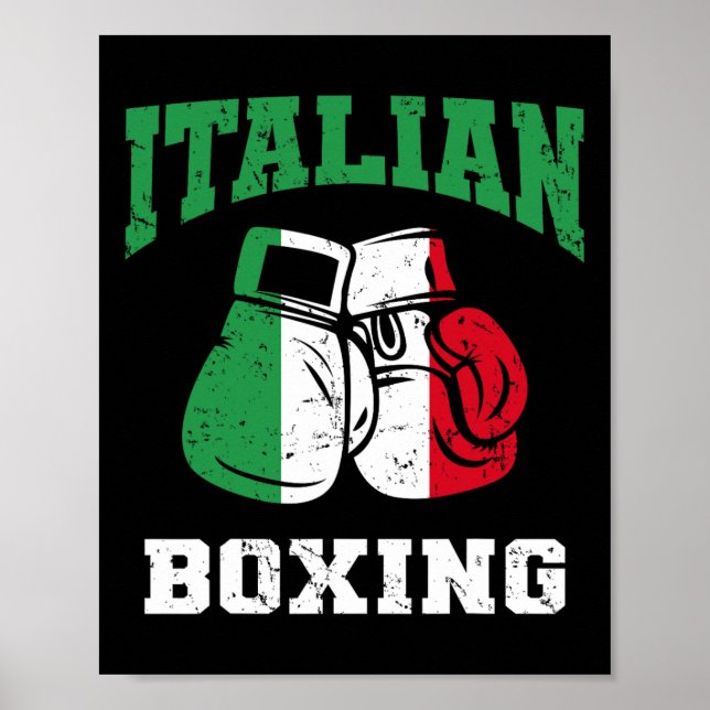 Póster Italiano Guantes de Boxeo Italiano Bandera Equipo  (Frente)