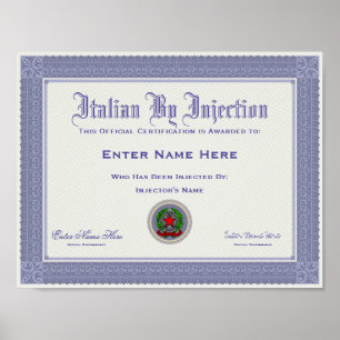 Póster Italiano por Funny de certificación de inyección