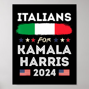 Póster Italianos Para Kamala Harris 2024 Bandera Italiana