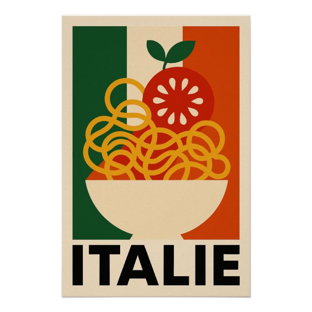 Póster ITALIE – Spaghetti et Tomate en Explosion Visuelle (Anverso)