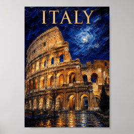 Póster Italy: Eternal Colosseum Moonlit Art Souvenir