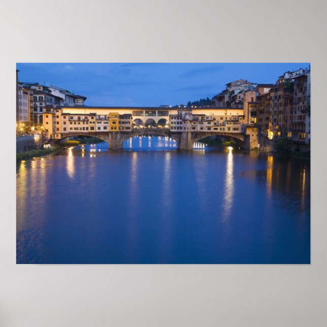 Póster Italy, Florence, Night Reflections in the (Frente)